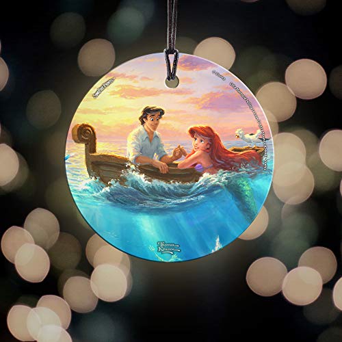Disney Little Mermaid – Princess Ariel Prince Eric - Thomas Kinkade – Falling In Love – 3.5” Starfire Prints Hanging Glass Print Accessory – For Gifting And Collecting – By Trend Setters Ltd. #TOP4