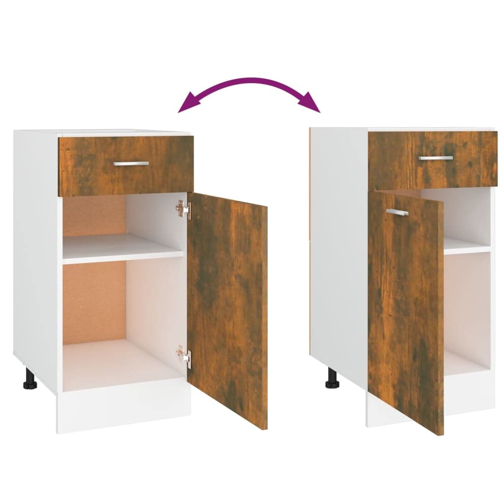 Holzunterschrank mit Schublade und Zwei Fächern Lyon Räuchereiche 40x46x81,5 cm Küchenunterschrank zur Aufbewahrung von Geschirr und Kochutensilien