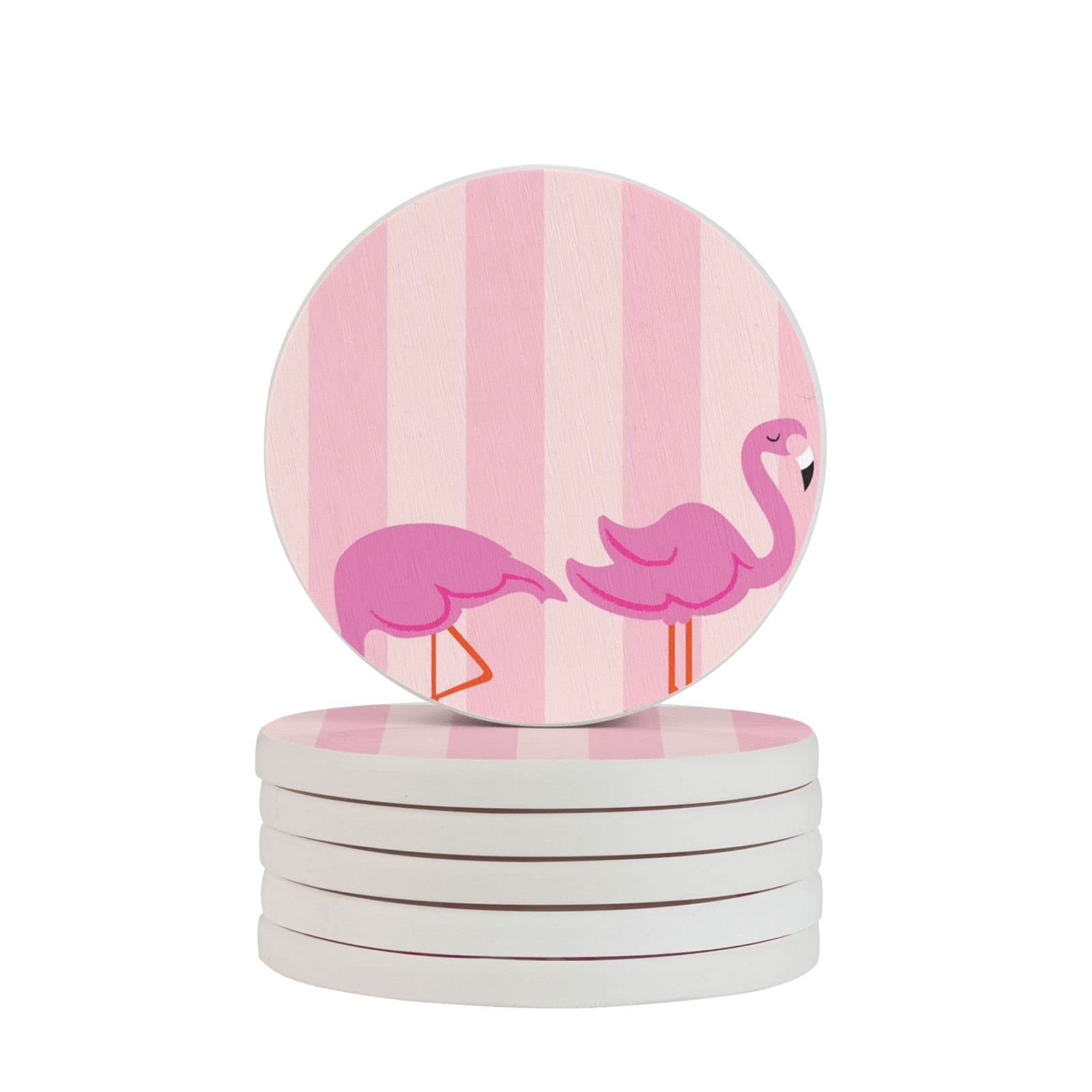 Sous-verres ronds en diatomite avec motif flamant rose de 10 cm pour la table lot de 2