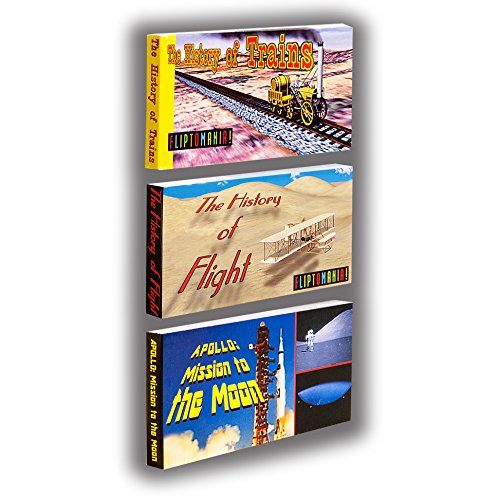 Image of Planes Trains Rockets Flipbook 3-Pack for Kids 6-12, Animation Flip Books | Flight, Trains & Apollo Moon Mission on Flip Book Paper, Educational STEM Flipbook Set for Boys & Girls, Animated Science