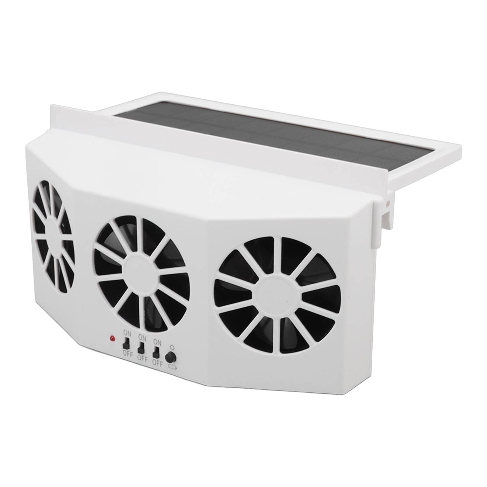 Radiateur Solaire de Voiture Grand Angle 3 Ventilateurs Déodorant Ventilateur de Ventilation D'échappement à économie D'énergie Blanc pour Accessoires de Voiture