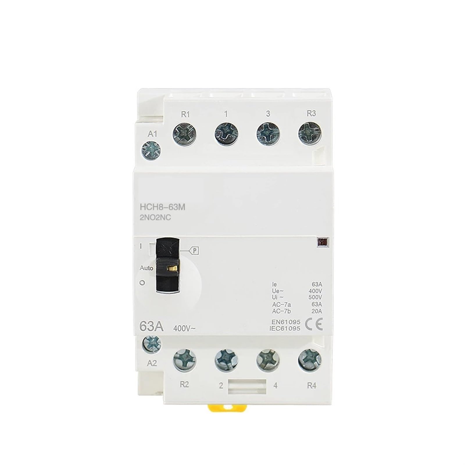 Contacteur modulaire HCH8-63M 4P 40A 230V avec commande manuelle pour rail DIN