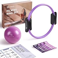 Kit Pilates Maison – Cercle Pilates, 4 Bandes Résistance (15-45 Lb), Ballon, Pompe, Guide