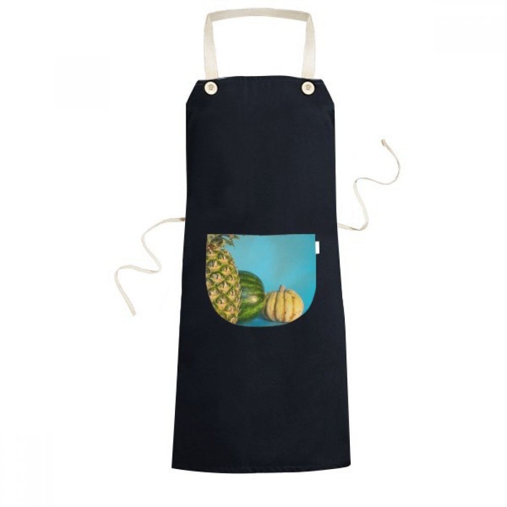 Tablier de cuisine ananas frais noir protégeant des taches avec poche pratique