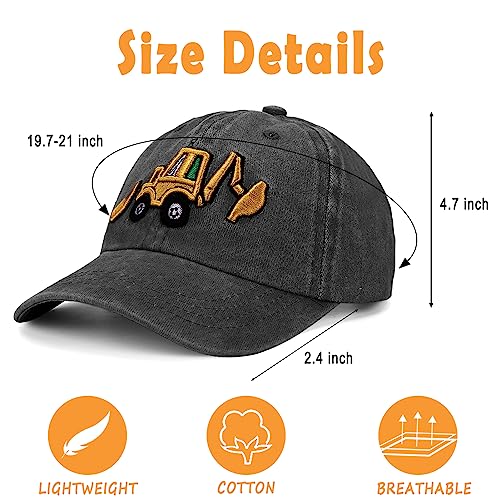 Cute Embroidery Excavator Toddler Kids Baseball Cap Adjustable Cotton Washed Vintage Dad Hat For Boys Girls Age 2-8 #TOP5