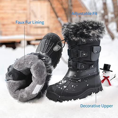 Dream Pairs Big Kid Ksnow Black Isulated Waterproof Snow Boots - 4 M Us Big Kid #TOP4