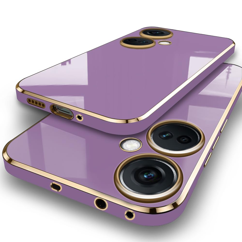 TheGiftKart Luxurious Golden-Plated Back Cover Case for OnePlus Nord CE 3 5G | Raised Lips for Camera & Screen Protection | Shockproof Design | Stylish Back Cover for OnePlus Nord CE3 (TPU, Lavender) (B0D3LH745Q) Amazon Price History, Amazon Price Tracker