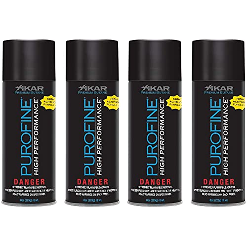 Xikar PUROFINE High Performance Premium Butane Lighter Fuel Refill for Lighters, High Altitude Formula, 8oz (225g), Pack of 4