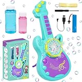Seifenblasenpistole Kinder, Seifenblasenmaschine, LED Gitarre Seifenblasenpistole mit Licht, mit Seifenblasen Flüssigkeit, Seifenblasenmaschine für Kinder für Outdoor Party Hochzeit Geburtstag (Grün)