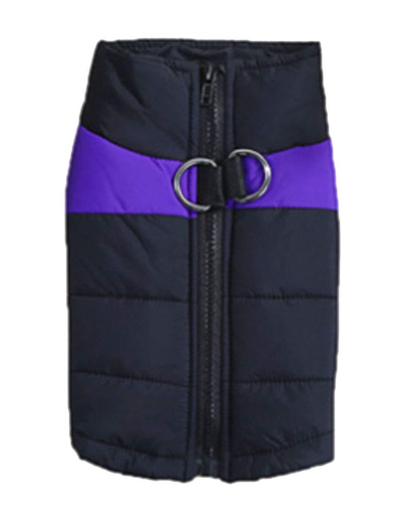 Waterproof Dog Coat Jacke Snowsuit Reflective Winter Warm Padded Vest Clothes for Small Medium Large Dogs Purple XL