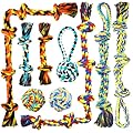Speedy Panther 9 Pack Large Dog Rope Toys for Aggressive Chewers, 5 Knots Indestructible Chew Toys Kit for Medium Large Dogs, Puppy Teething Tug Toy, Colourful Cotton Dog Rope Toys