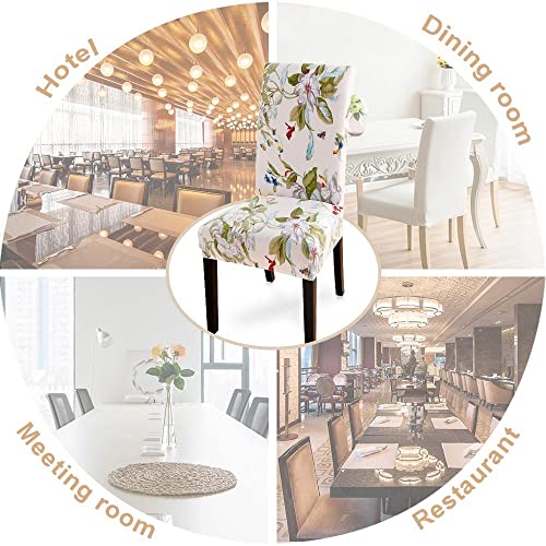 6Pcs Blue Sky Seagull Simple Retro Ethnic Style Spandex Chair Covers Floral Print Stretch Home Dining Elastic Chair Covers Slipcovers For Dining Room Wedding Banquet #TOP4