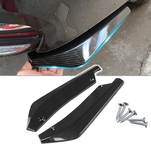 Pvotawp 2PCS Car Spoiler Wniversal Mini Spoiler, Car Rear Diffuser Side Skirts Bumper Guard Diffuser Splitter Lip Body Kit With Bolts, Universal Angle Protector for Side Fender Skirt Lip(Carbon Fibre)