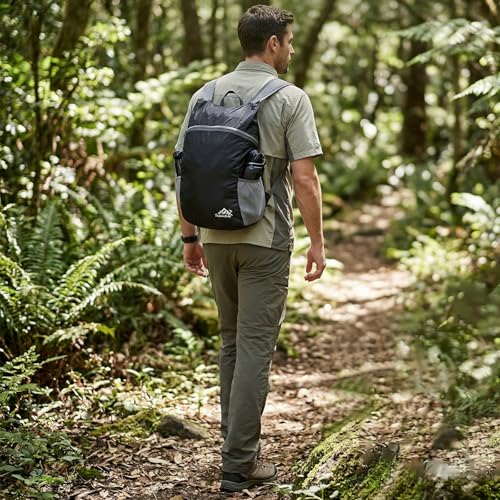 Mochila Plegable Ultraligera Negra para Senderismo miniatura 5
