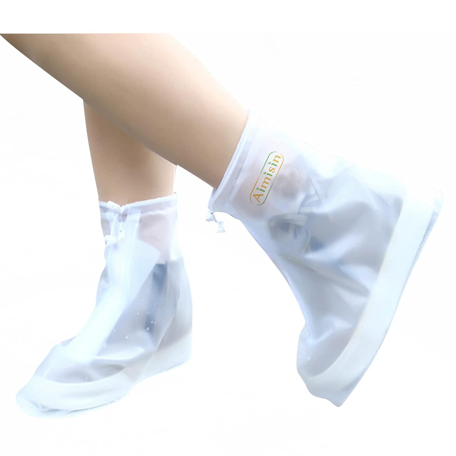 Aimisin Reusable PVC Waterproof Shoe Covers, Shoe Protectors with Waterproof Zipper and Drawstring Design, Not-Slip Rain Shoe Covers Suitable for Children, Men and Women (White, XX-Large) Aimisin Reusable PVC Waterproof Shoe Covers, Shoe Protectors with Waterproof Zipper and Drawstring Design, Not-Slip Rain Shoe Covers Suitable for Children, Men and Women (White, XX-Large)