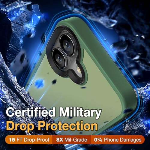 Yriklso for iPhone 16 Phone Case, Shockproof for iPhone 16 Case, Military Grade Drop Protection, Protective Hard Back Slim Translucent Case for iPhone 16-6.1'', Matte Green by Yriklso - Image 3