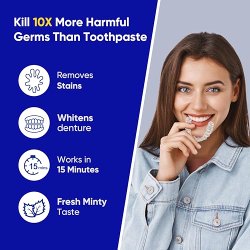 Image of MySmile Retainer Cleaner Tablets, Denture Cleaning Tablets, Aligner Cleaner for Invisalign, Mouth Guard & Night Guard and More Dental Appliances, Helps to Removes Odors, Stains & Plaque,120 Count