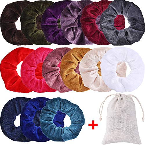 Tatuo 16 Pieces Elastic Hair Scrunchies Colorful Velvet Hair Bands Scrunchy Hair Ties with Storage Bag for Women Girls, 16 Colors