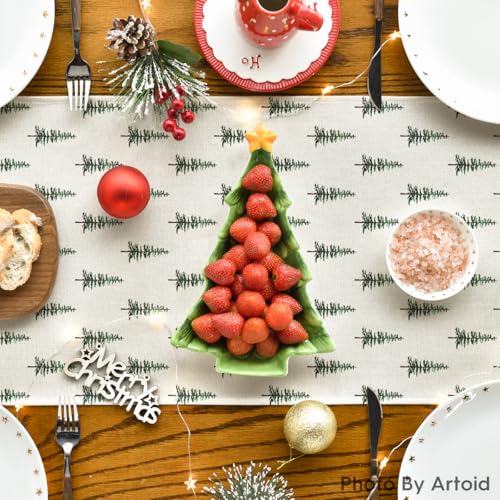 Image of Artoid Mode Xmas Tree Christmas Table Runner Home Party Decor 13x72 Inch