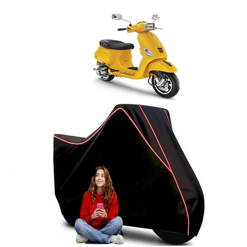 Image of Urban Club BS6 Scooty Bike Cover Water Resistant Outdoor Use Universal Fit Scooters Motorcycles Heavy Duty UV Protection Dust Rain Scratch Resistant Elastic Bottom Black Blue Piping
