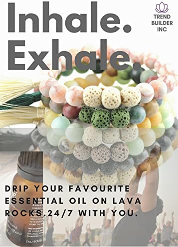 New Natural Lava Rock Stone Essential Oil Diffuser Tassel Bracelets for Aromatherapy | FIRST AID rescue aroma bracelet kit | Distance Friendship Mala Tibetan String Prayer Beads | 20 OPTIONS | Gift Bo