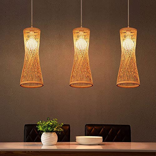 Suspension bambou E27 spirale design chinois pour chambre