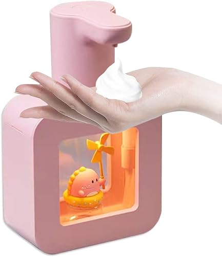 Lindo dispensador automático de jabón  Dispensador de jabón de manos rosa sin contacto para niños, montaje en pared, impermeable, recargable por