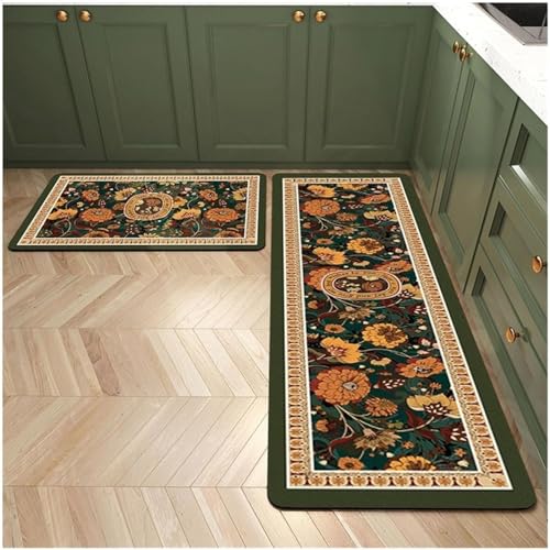 Image of Glaceon Farmhouse Kitchen Mats for Floor 2 Piece Set Kitchen Rugs and Mats Non Skid Comfort Kitchen Standing Mat for Bedroom Laundry Room (M1)