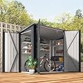 AECOJOY 7x4 Outdoor Lean to Shed, 4x7 Bike Storage Sheds & Outdoor Storage Clearance, Small Metal Horizontal Shed, Storage Cabinet for Garden, Yard for Outside