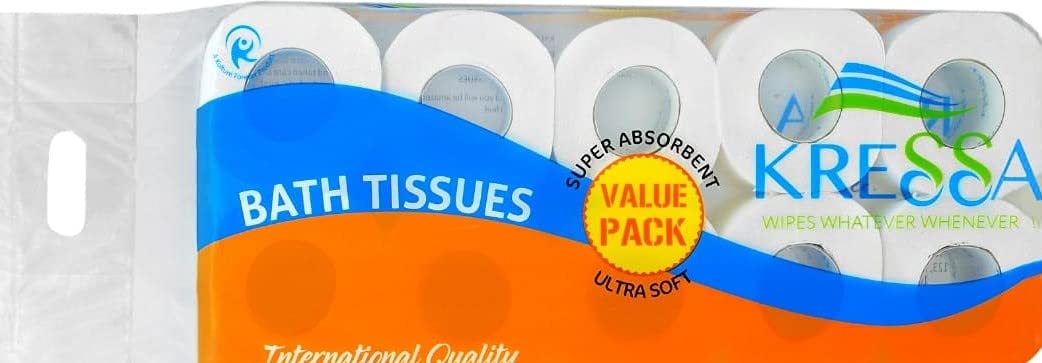 Kressa 2 Ply Toilet Tissue Roll | Bathroom Tissue | Toilet Paper | Made Of 100% Imported Natural Virgin Pulp | 10 Rolls 200 Pulls Per Roll With Total 2000 Pulls. (Pack of 10)