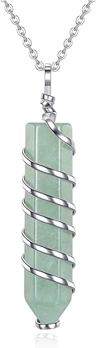CrystalTears Collar de cristal de amatista envuelto en alambre hexagonal curativo con punta de cristal de piedras preciosas colgante de cuarzo