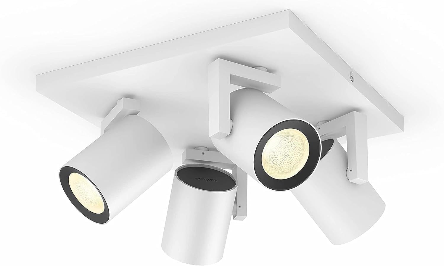 Philips Hue Argenta, Faretto LED da soffitto, Bianco, Confezione da 4 | Dimmerabile, 16 milioni di colori, Smart Home, Controllo vocale via app, Lampadina GU10 inclusa