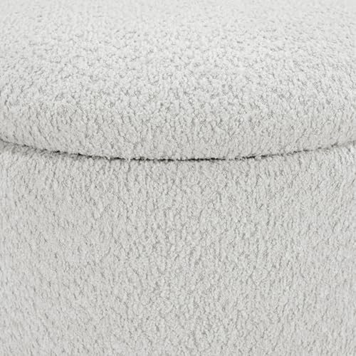OSP Home Furnishings Lyra Contemporary Round Storage Ottoman with Lift-Off Lid, Parchment Sherpa Fabric by OSP Home Furnishings - Used condition - Image 5