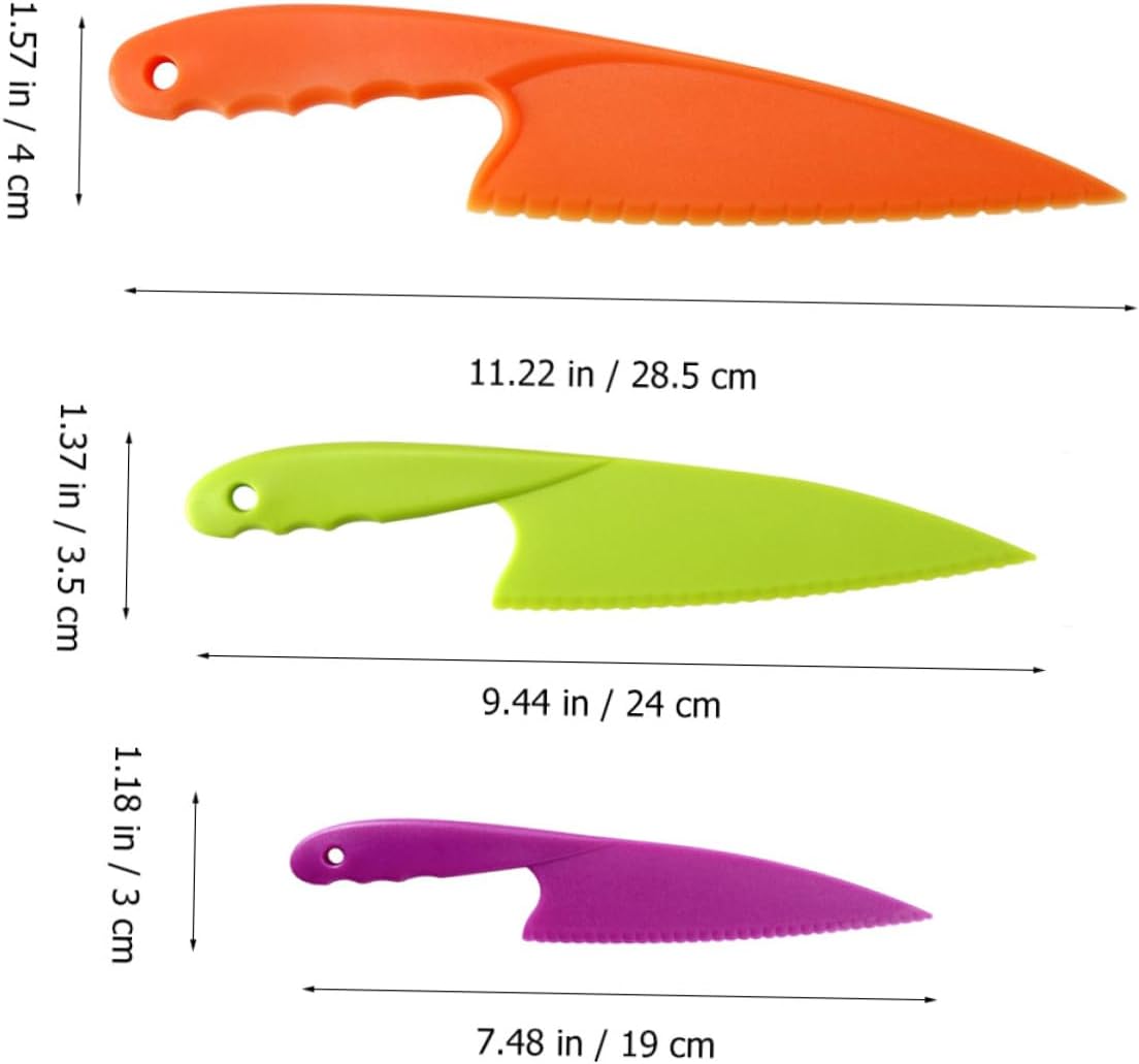 3sets Plastic Fruit for Toddlers Kitchen Knives for Boys and Girls Random Color
