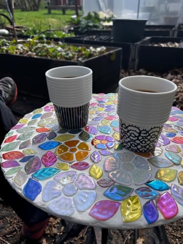 500 g zufällige schillernde Blätter, Keramik-Mosaikfliesen, kreative Keramik-Mosaikstücke in 3 Größen, für Bastelarbeiten, Blumentöpfe, Vasen, Tassen, Gartendekoration, Mosaikzubehör (weiß)