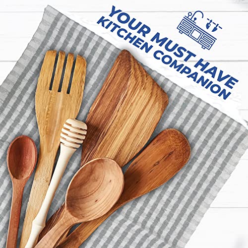 Towelogy® 4 Pack Kitchen Towel Set Monocheck Grey 100% Cotton Terry Tea Towels for Drying Dishes Multipurpose Dish Towels - Image 3