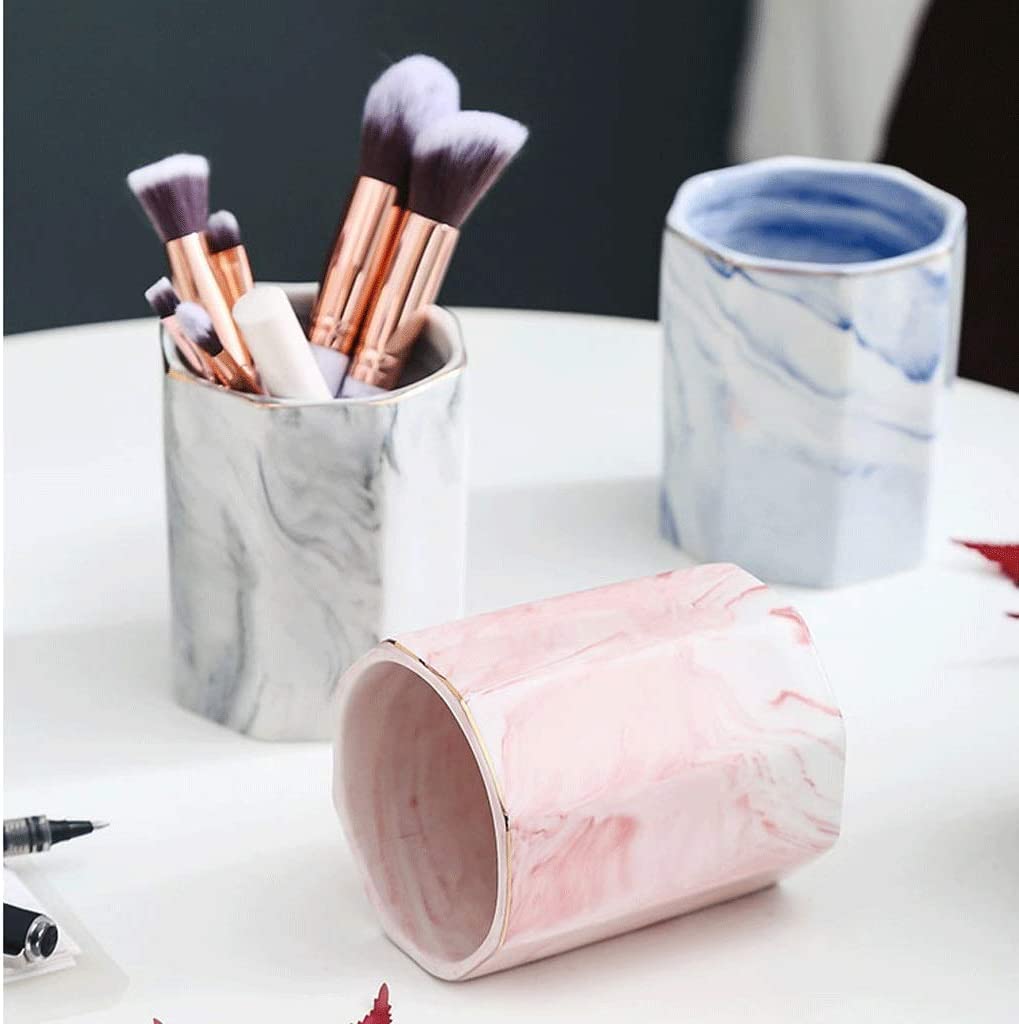 Papelería Portalápices con diseño de mármol, portalápices de Maquillaje Octogonal, portalápices Duradero multifunción, Caja de Almacenamiento de Gran Capacidad Portalápices