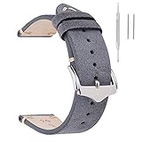 Leather Watch Bands 20mm for Men EACHE Vintage Watch Straps Grey for Women Suede Leather Replacement...