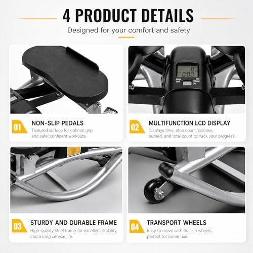 Image of Rock Fitness Stepper with Resistance Bands & Non-Slip Mat