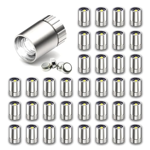 SUZEYAR 36 Pcs - Miniature Lights for Dollhouse Miniature LED Lights for Handcraft Mini Spot Light Battery Operated Tiny Decoration Lights LED for Balloons Party Decoration (Cold White)