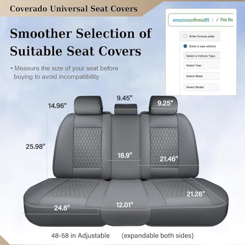 Image of Coverado Rear Seat Covers, Leather Back Seat Cover for Car, Universal Waterproof Automotive Seat Cushion Protector for Most Cars Trucks SUV (Coffee)