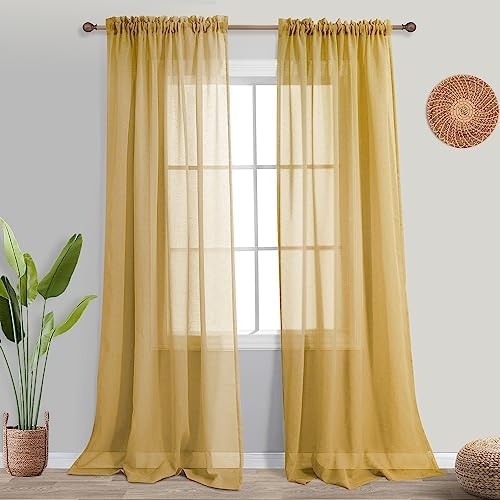 Green Bathroom Curtains Shower Set of 2 Panels Small Window Sheer Short Curtains for Bedroom Kitchen 45 Inch Length