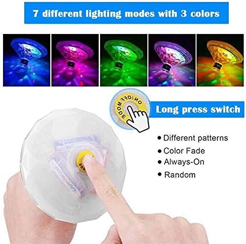 Caxmtu Floating Pool Led Tub Lights Lamp for Bath Disco Pond Swimming Pool Child Bath Toys, 7 Modes Assorted Color Battery Operated