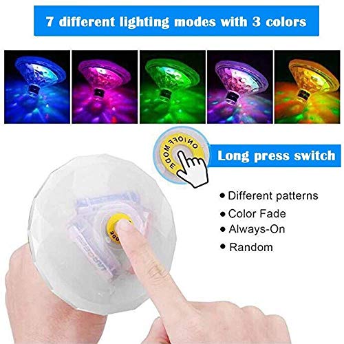 Caxmtu Floating Pool Led Tub Lights Lamp for Bath Disco Pond Swimming Pool Child Bath Toys, 7 Modes Assorted Color Battery Operated - Image 5