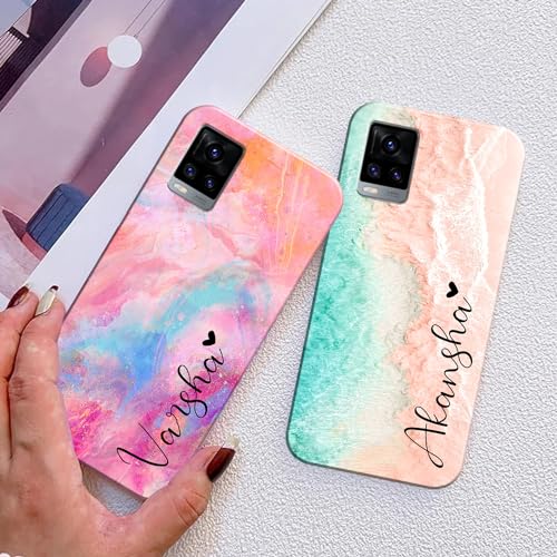 Image of COLORflow Back Cover Compatible with Vivo V20 | Marble Colors Customized Back Cover Compatible with Vivo V20