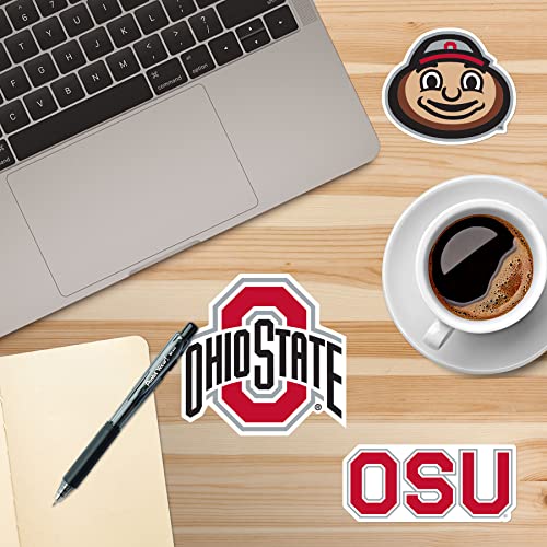 Image of The Ohio State University Buckeyes 8ct Mixed Logo and Mascot Vinyl Sticker Pack for Laptop Water Bottle Tablet Scrapbooking Skateboard Indoor Outdoor Decals