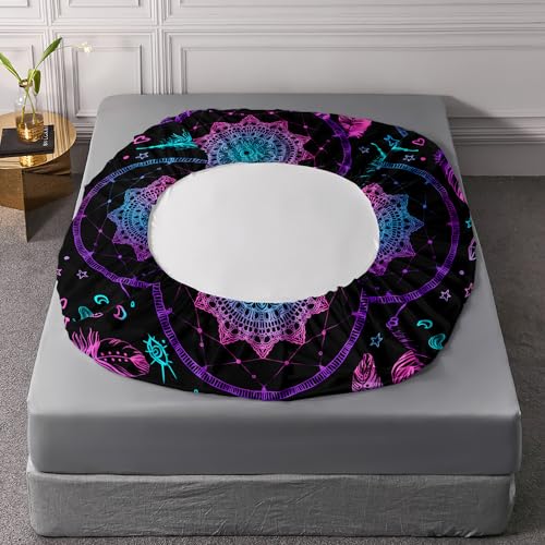 Parure de lit plumes violettes AILONEN avec drap-housse et taies d'oreiller