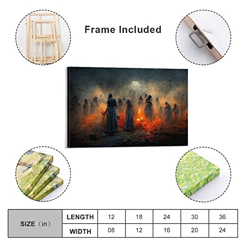 Horror Gothic, Halloween, Witch Art, Female Warrior With Sword, Dark Demon Art Painting Posters (10) Canvas Wall Art Prints For Wall Decor Room Decor Bedroom Decor Gifts 24X36Inch(60X90Cm) Frame-Sty #TOP1