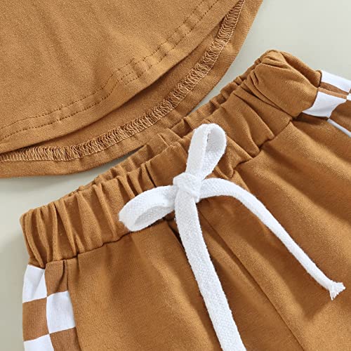 Sejardin Toddler Baby Boy Summer Outfit Patchwork Plaid Stripe Short Sleeve T Shirt Tops and Shorts Infant Boy Clothes3