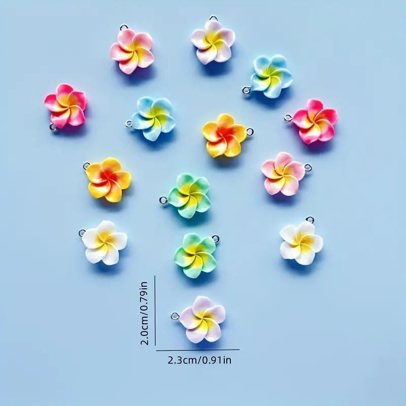 Ximimark 30pc Random Color Glossy Five Petals Small Flowers Charms Summer Style Colorful Resin Flower Pendants For DIY Necklaces, Earrings, Pendants, Keychains And Other Accessories image 3